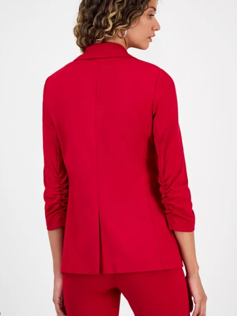 (NWT) Bar III Crepe One-Button Scrunched-Sleeve Blazer - Picture 2 of 2